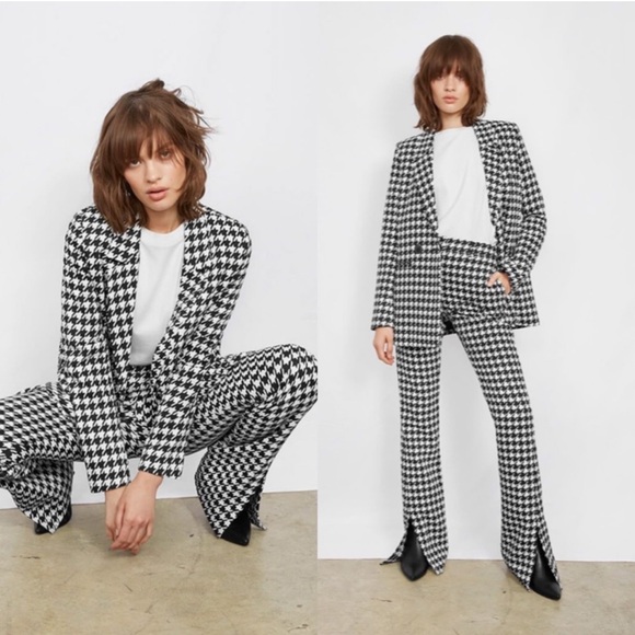ANINE BING Maureen Blazer in Houndstooth Black & White Size Medium - Picture 6 of 14
